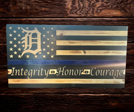 Integrity Honor Courage Thin Blue Line Flag